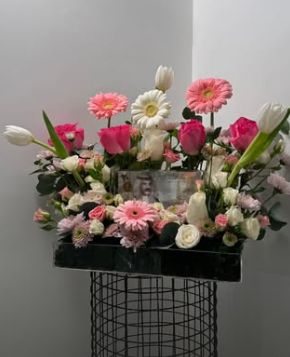 Pink Gerbera Marble Box